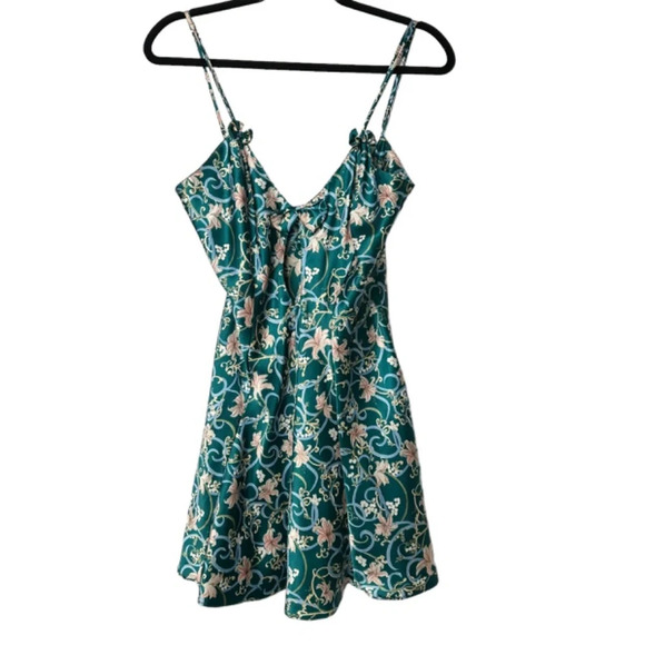 2 Piece Set Frederick's of Hollywood Babydoll Robe Size Small Lily Teal Satin - Picture 11 of 11